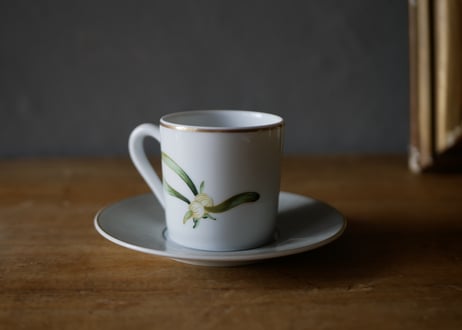 LIMOGES  リモージュ　宿り木　デミタスＣ＆Ｓ　フランスヴィンテージ　ブロカントのある暮らし