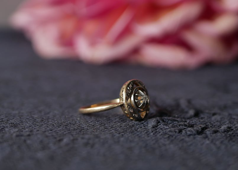 FR-24 天然ダイヤモンド K18 アンティークリング アールデコ | mamantique