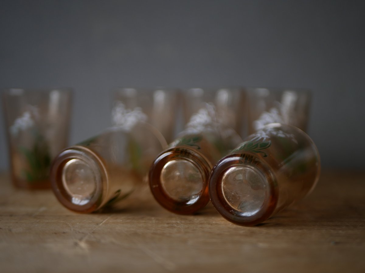 【お66】12 フランス　アンティーク　すずらん　鈴蘭　ガラス　小物入れ お66】12 フランス アンティーク すずらん 鈴蘭 ガラス 小物入れ