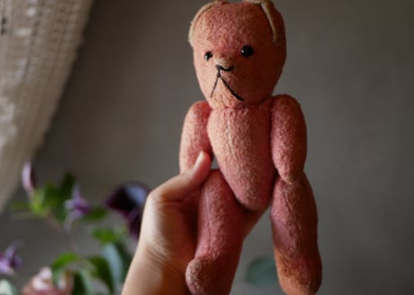 ピンクのテディベア　フランスアンティーク　アンティークのある生活　ブロカント