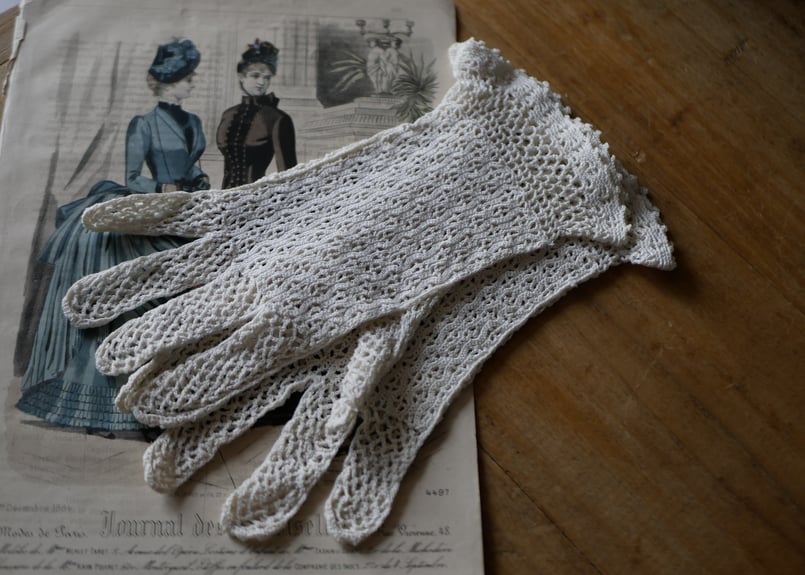 B クロッシェレース グローブ フランスヴィンテージ フランス