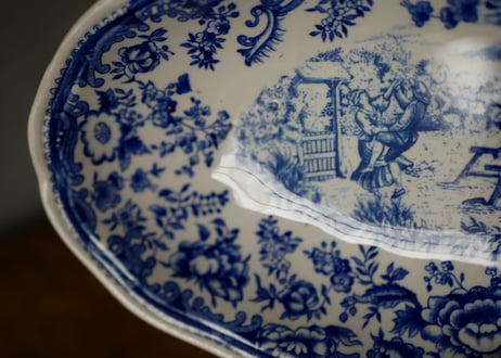 Luneville x Toile de Jouy,  Oval plate