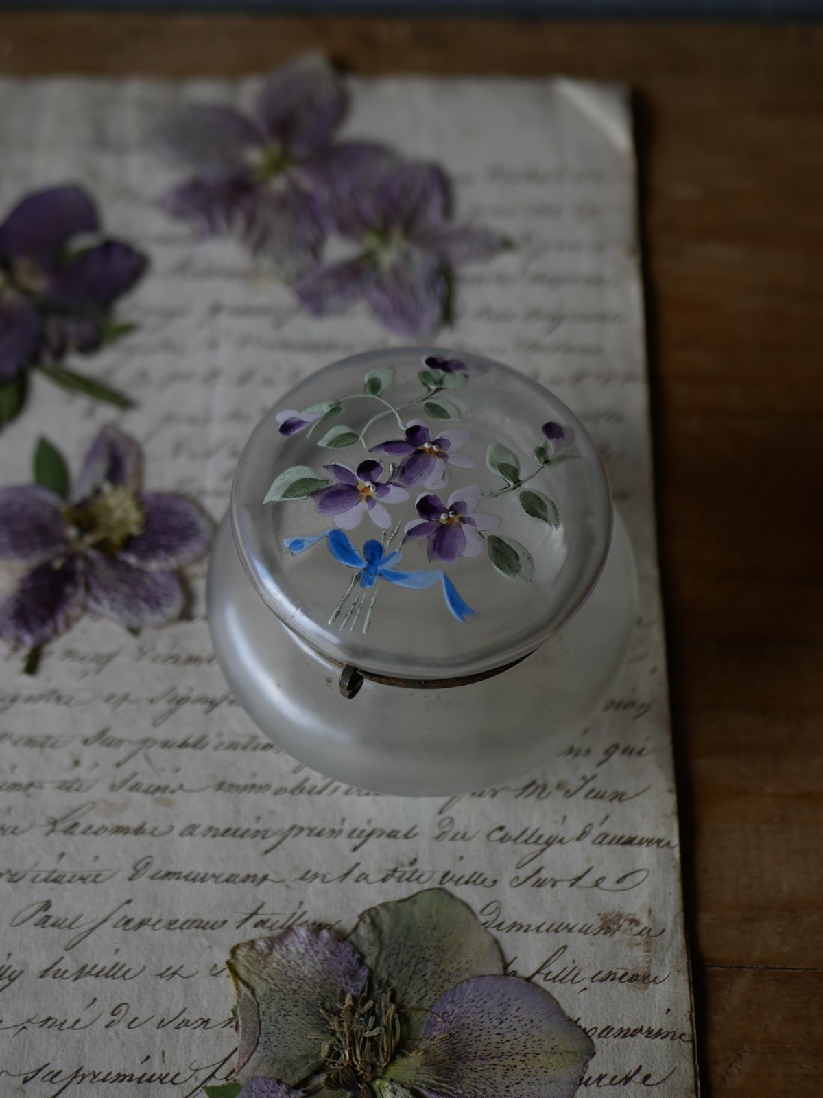 フランス1900s'ボンボニエール エナメルハンドペイント(花絵)