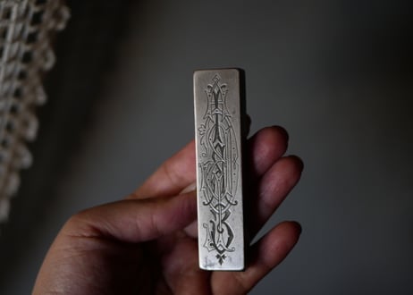 3 Metal engraving , monogramme　フランスアンティーク