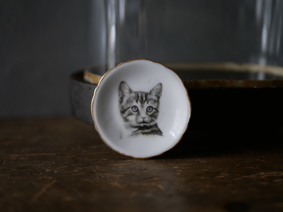 【E】猫小皿/アスティエ・ブロカント/フランスアンティーク・ネコトレイ 小皿 猫 フランスヴィンテージ ブロカントのある暮らし ネコ ねこ
