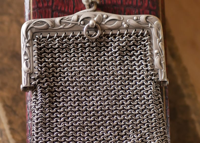 宿り木 メッシュパース 純銀 ポルトモネ フランスアンティーク  