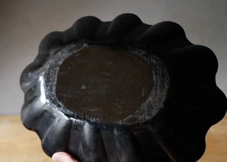 パピエマシェ　花リムの器　漆黒　フランスアンティーク　ブロカントのある暮らし