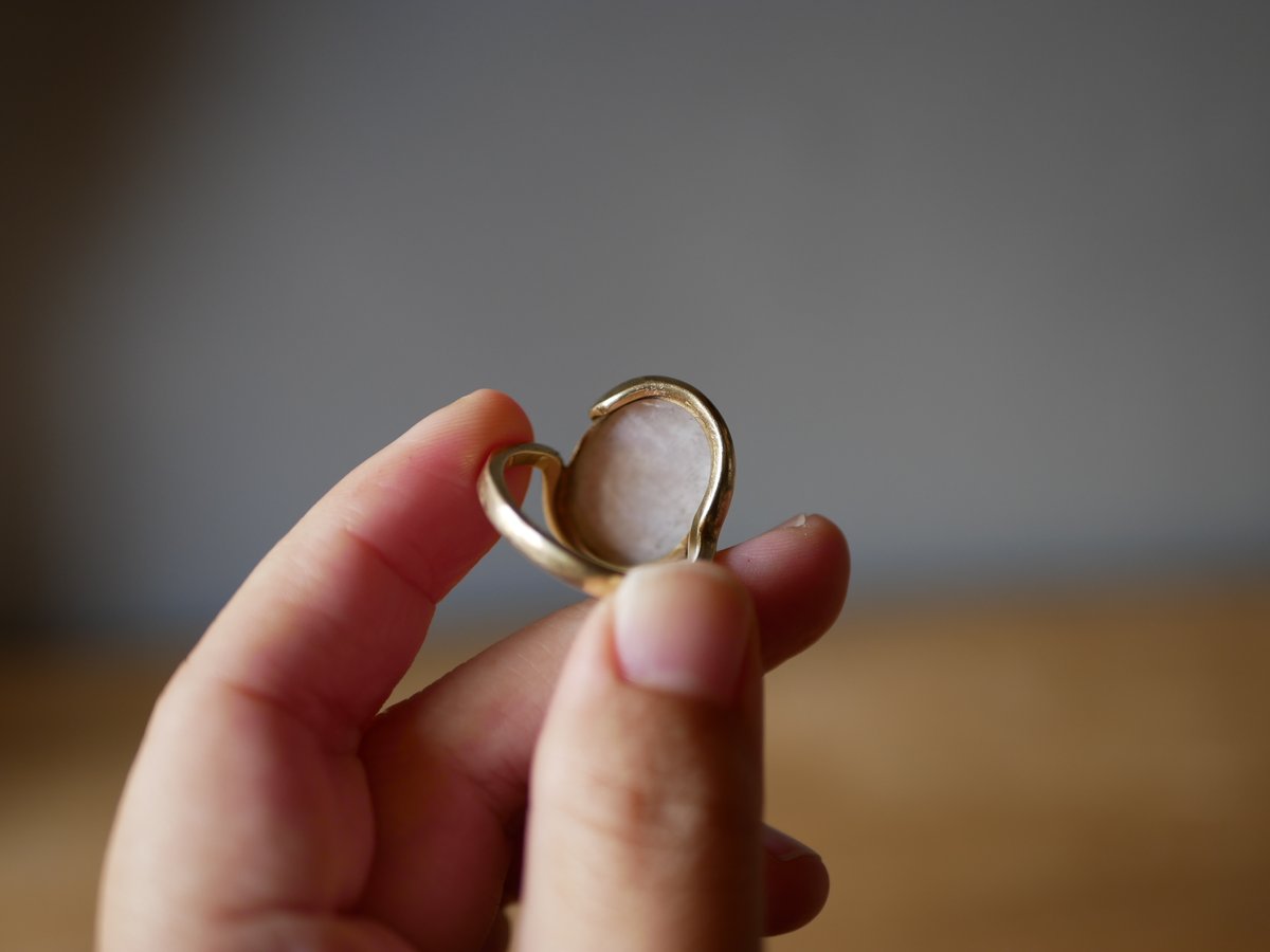 ★お取置き★年代物【フランス製✤マザーオブパールと天然石】ヴィンテージリング マザーオブパール 指輪 ヴィンテージリング アンティーク