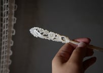 透かし細工のマザーオブパール　カリグラフィー　ペン　フランスアンティーク