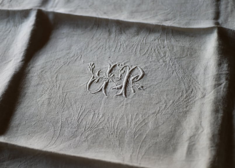 ぴぴ様おまとめオーダー※フランスアンティーク ダマスク織 ロゴ 刺繍
