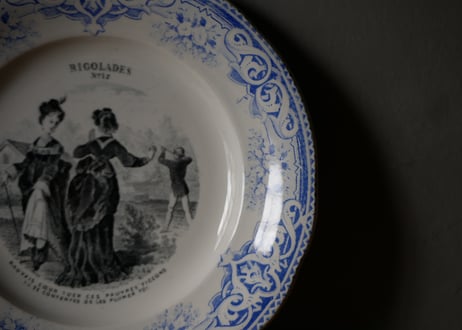 Creil et Montereau クレイユモントロー アンティークプレート　ブルー　フランスアンティーク