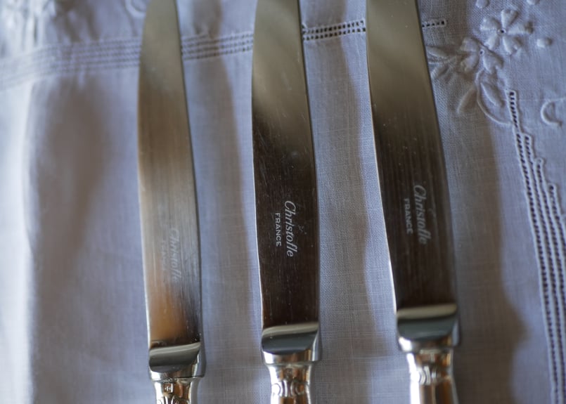 【フランス／クリストフル】純銀／デザートナイフ 6本セット クリストフル MARLY マルリー デザート セット 6人分