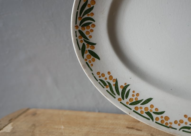 ミモザ クレイユモントロー オーバルプレート フランスアンティーク