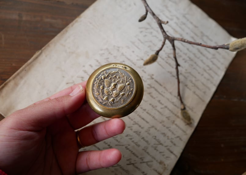 フランスアンティーク パウダーケース コンパクトミラー