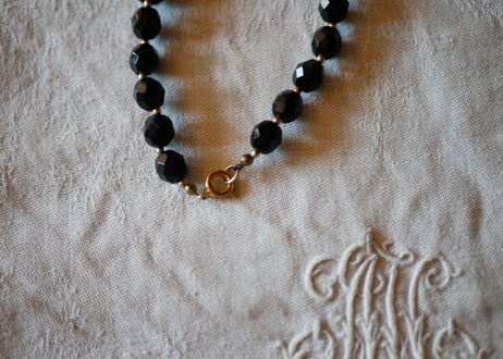 フレンチジェット　黒ガラスのネックレス　⑨french jet glass necklace
