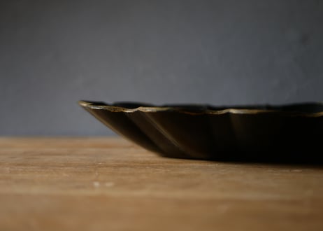 パピエマシェ　花リムの器　金彩　フランスアンティーク　ブロカントのある暮らし