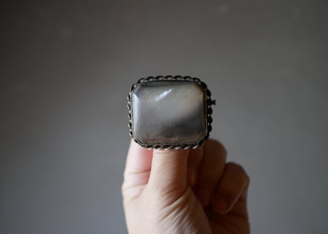 マザーオブパール　黒蝶貝　ブローチ　純銀　フランスアンティーク　ヴィンテージブローチ