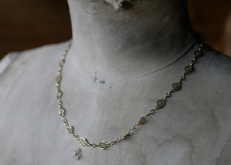FN-10】 K18 フィリグリーネックレス アンティークジュエリー フランス