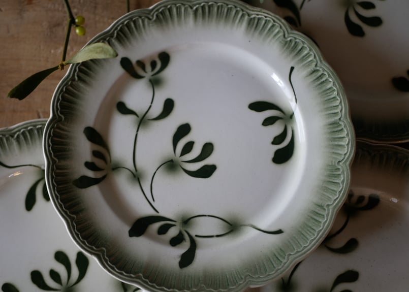 宿り木 ヤドリギ アンティークプレート デザートプレート ブロカントの