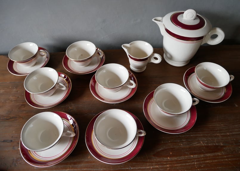 フランスアンティーク DIGOIN ストライプカップ2個セット 【公式通販】