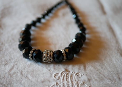 フレンチジェット　黒ガラスのネックレス　⑧french jet glass necklace