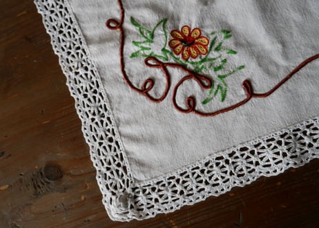 フランスアンティーク　刺繍　パニエ　A