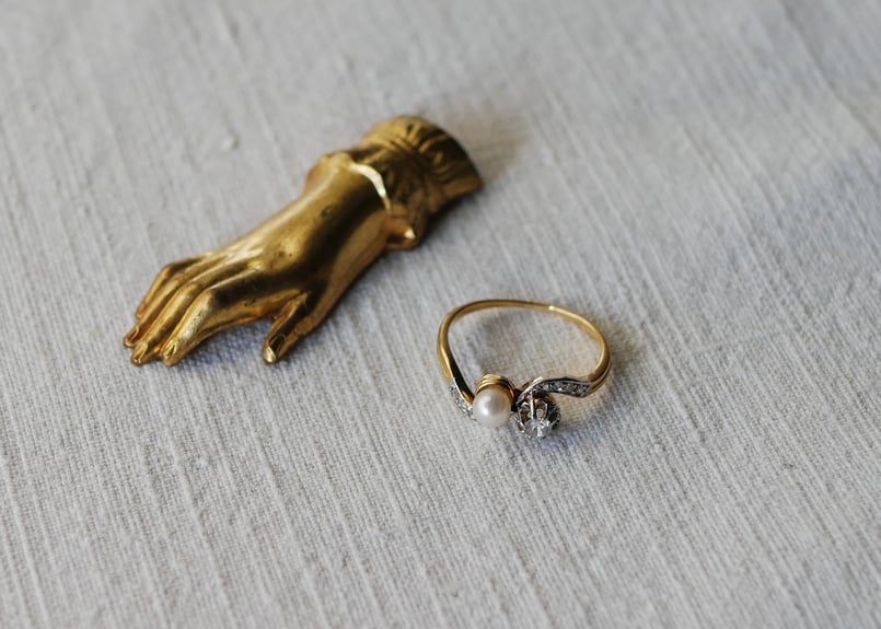 アンティーク　エメラルド パール トワエモワリング ケース付き トワエモア | アンティークジュエリー デイジーリング ☆DaisyRing☆