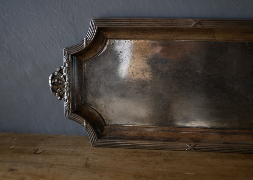 フランス　アンティークトレイ フランスアンティーク調のおしゃれなミラートレイ、美しい装飾の