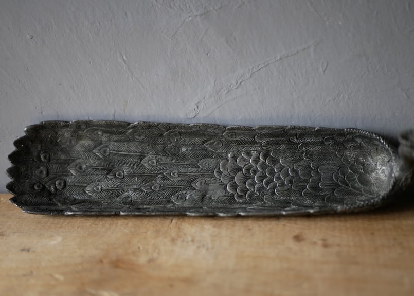 孔雀のヴィドポシェ 小物トレイ フランスアンティーク ブロカントの