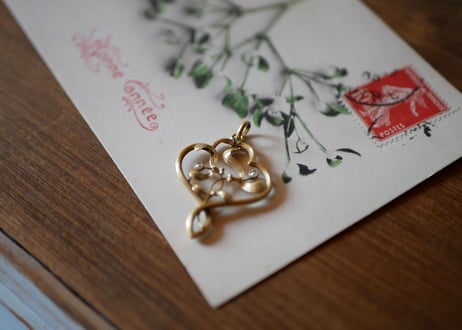 宿り木　フランスアンティーク　１８金　18K　イエローゴールド　ネックレストップ