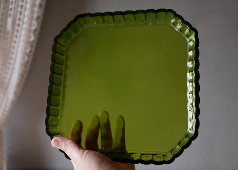 リキュールグラスとデキャンタセット グリーン フランスアンティーク