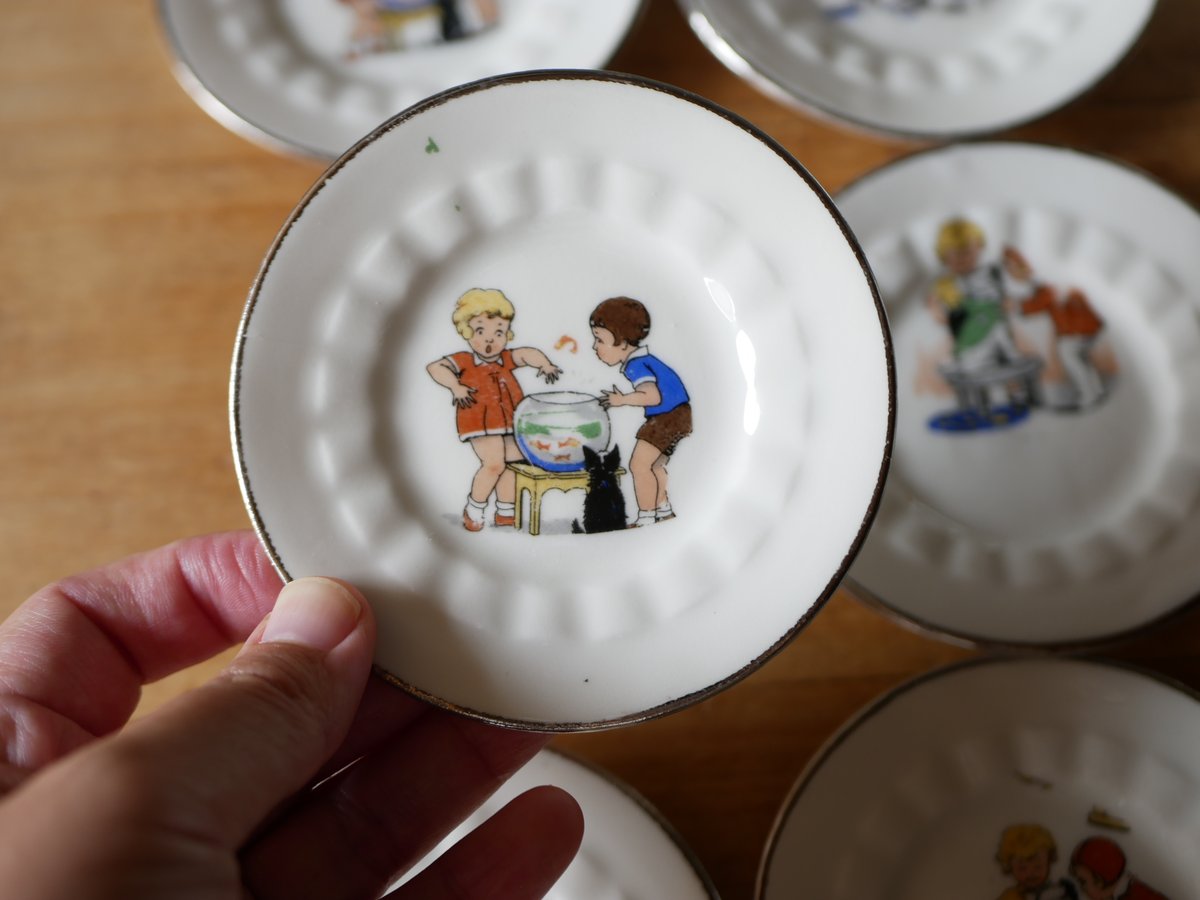 ディネット セット 子供の絵柄 フランスアンティーク アンティークの 