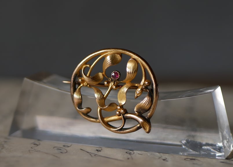 FIX ヤドリギ 宿り木 フランスアンティーク ブローチ アンティークの