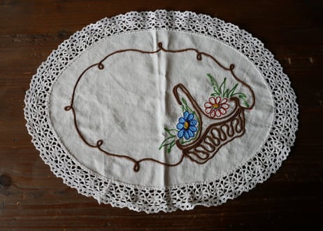 フランスアンティーク　刺繍　パニエ　B