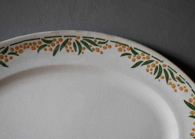 フランスアンティーククレイユモントローSYLVAミモザシリーズ小鳥柄ムタディエ フランスアンティーククレイユモントローSYLVAミモザシリーズ小鳥柄