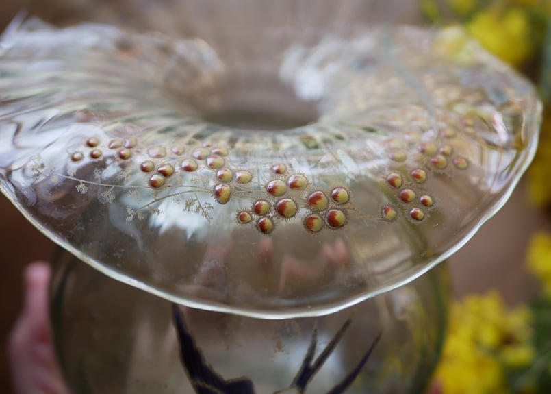 ミモザとつばめ アールヌーボー フラワーベース ルグラ フランス