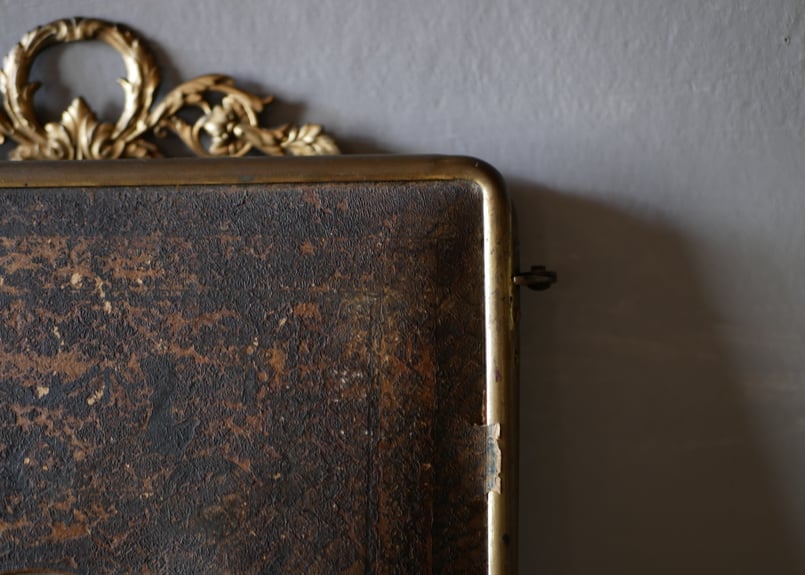 貴婦人のミラー蛇革三面鏡フランスアンティークアンティークのある暮らし