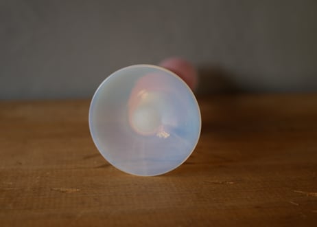 オパリンガラス　フラワーベース　PINK　フランスヴィンテージ　ブロカント
