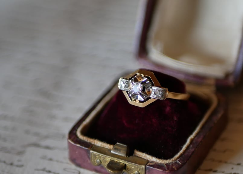 FR-19】アールデコ オクトゴナル アンティークリング K18 指輪