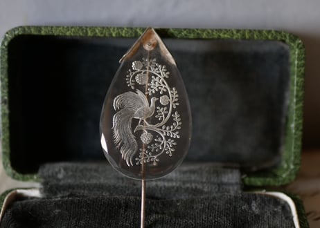 クラヴァットピン　ハットピン　純銀　繊細な彫り　フランスアンティーク　ブロカント