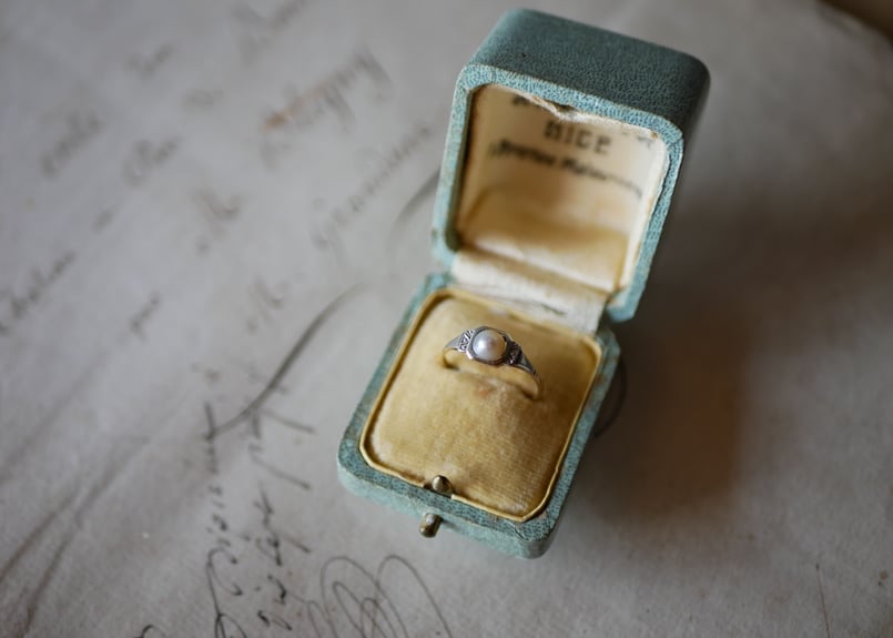 パールアールデコヴィンテージリングk18