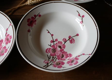 在庫→１　Fleurs de pêche  【桃の花】深皿 フランスアンティーク