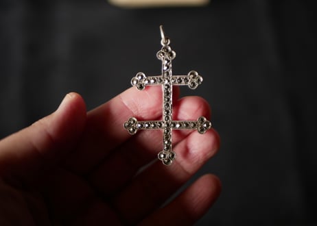 ロレーヌ十字　フランスアンティーク　マルカジット　純銀　シルバーアクセサリー