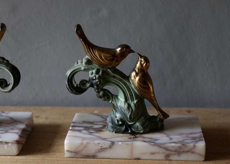 御予約品・RESERVED】大理石のブックエンド バード フランス