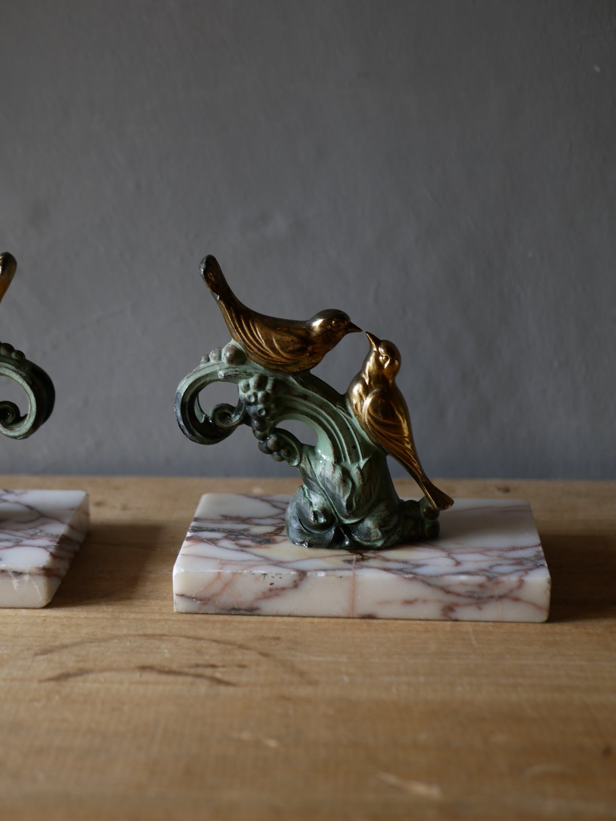 御予約品・RESERVED】大理石のブックエンド バード フランス