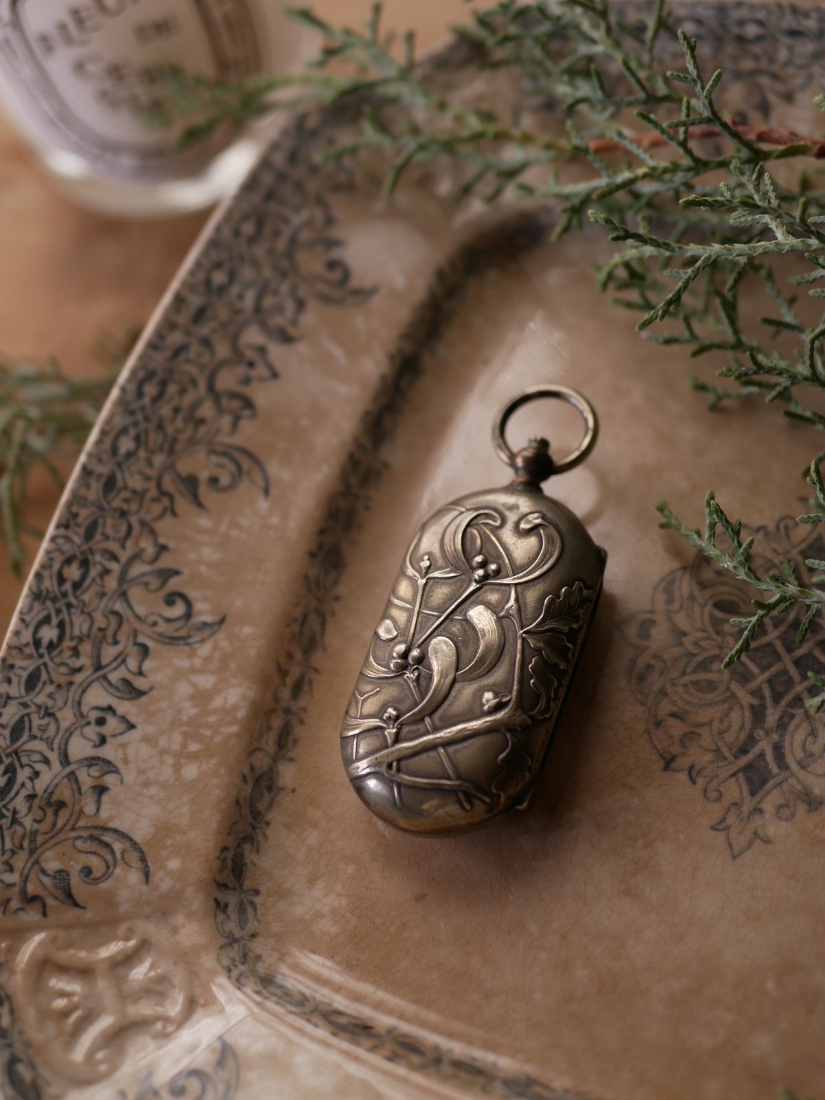 フランスアンティーク⌘宿り木 シルバー製シーリングスタンプ ケース