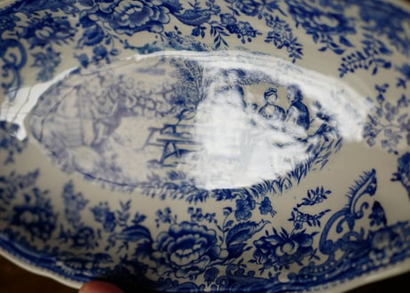 Luneville x Toile de Jouy,  Oval plate