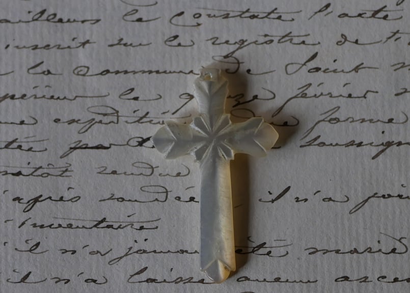 マザーオブパール 十字架 クロス ペンダントトップ フランス