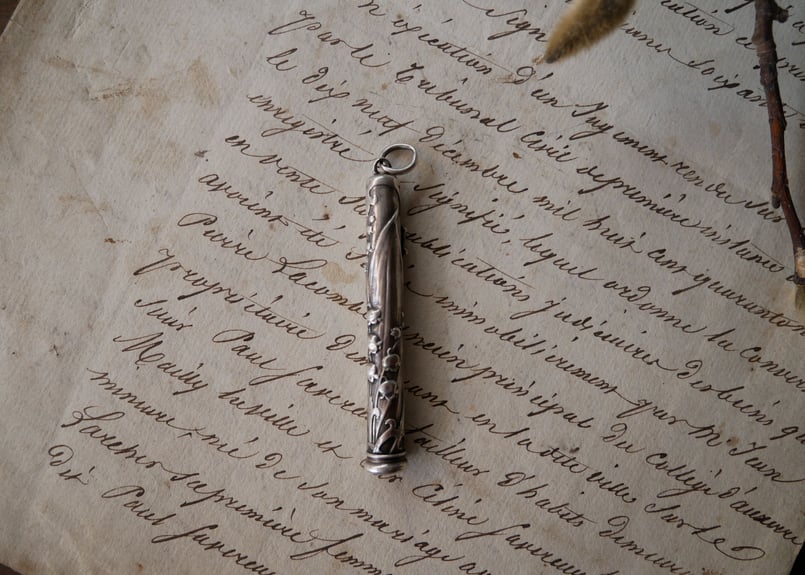 フランスアンティーク レアデザイン♡ すずらん インクペン シルバー