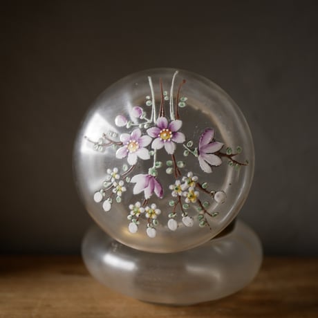 フランスアンティーク オパリンガラス 小物入れ ボンボニエール 蓋付き フランスアンティーク オパリンガラス 小物入れ ボンボニエール 蓋付き